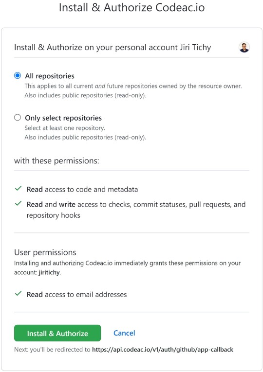 GitHub App permission selection GitHub App permission selection