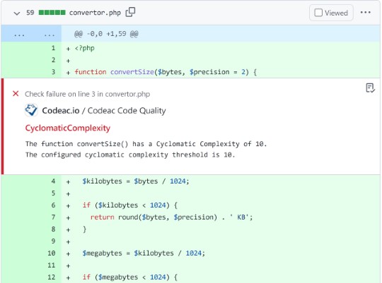 Codeac report in commit detail Codeac report in commit detail