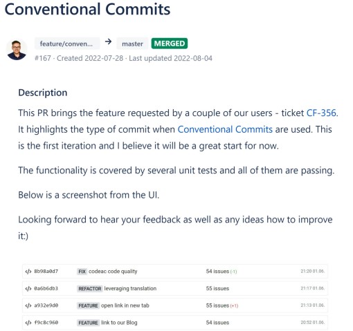 Pull Request that brought new feature and was merged quickly.