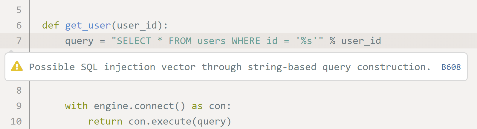 Codeac SQL Injection detection
