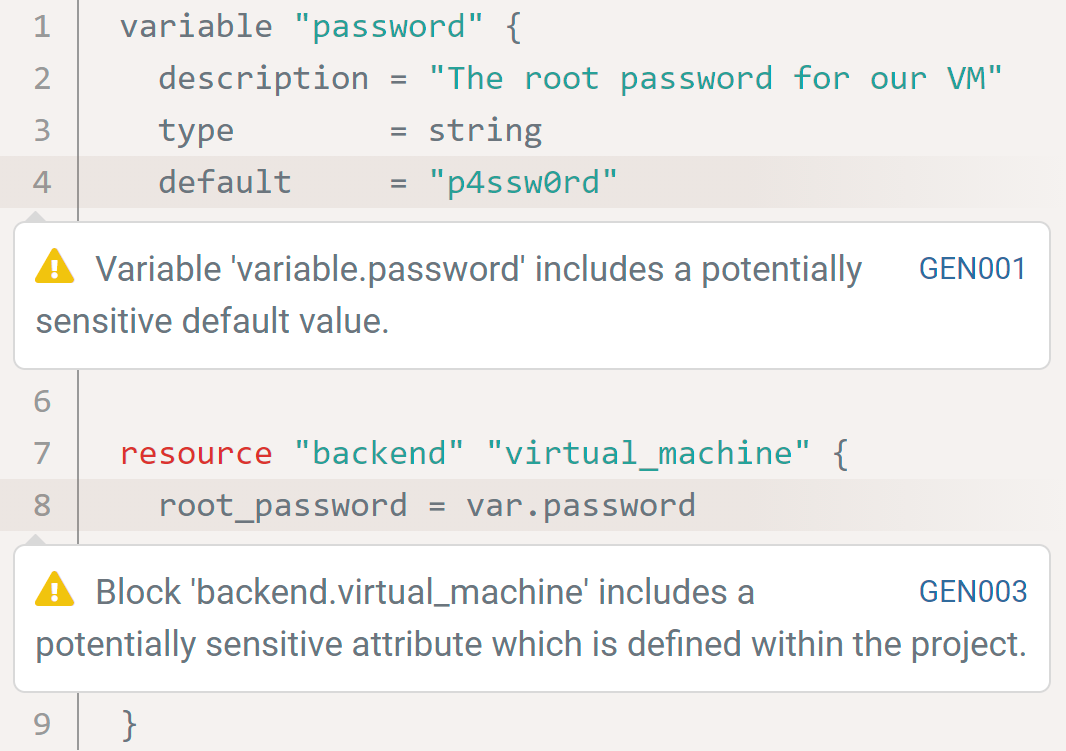 Terraform - Sensitive attribute detection