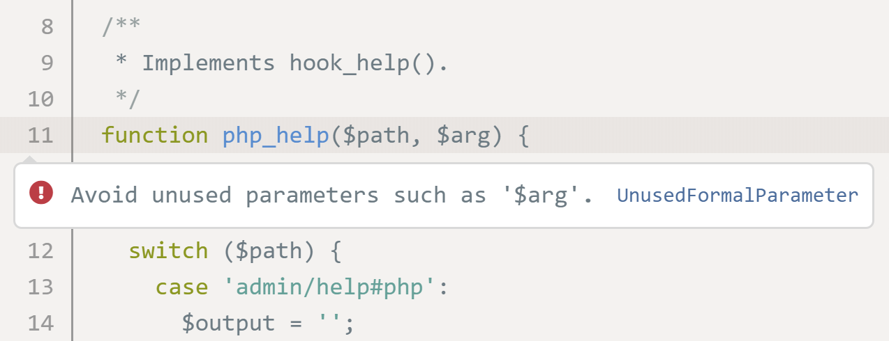 Codeac Unused Parameters